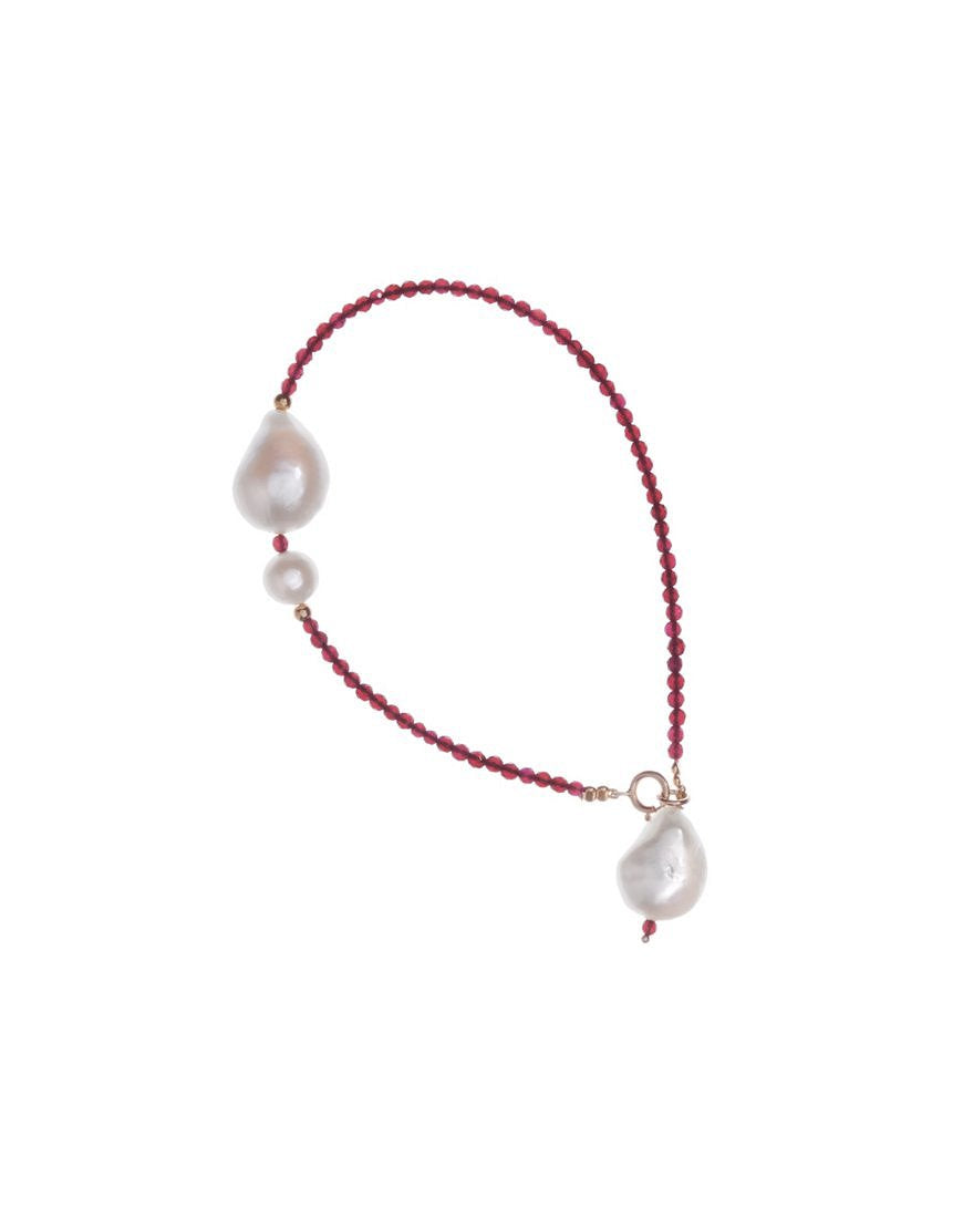 BRACELET WITH BORDEAUX AGATE AND PEARLS (27230)