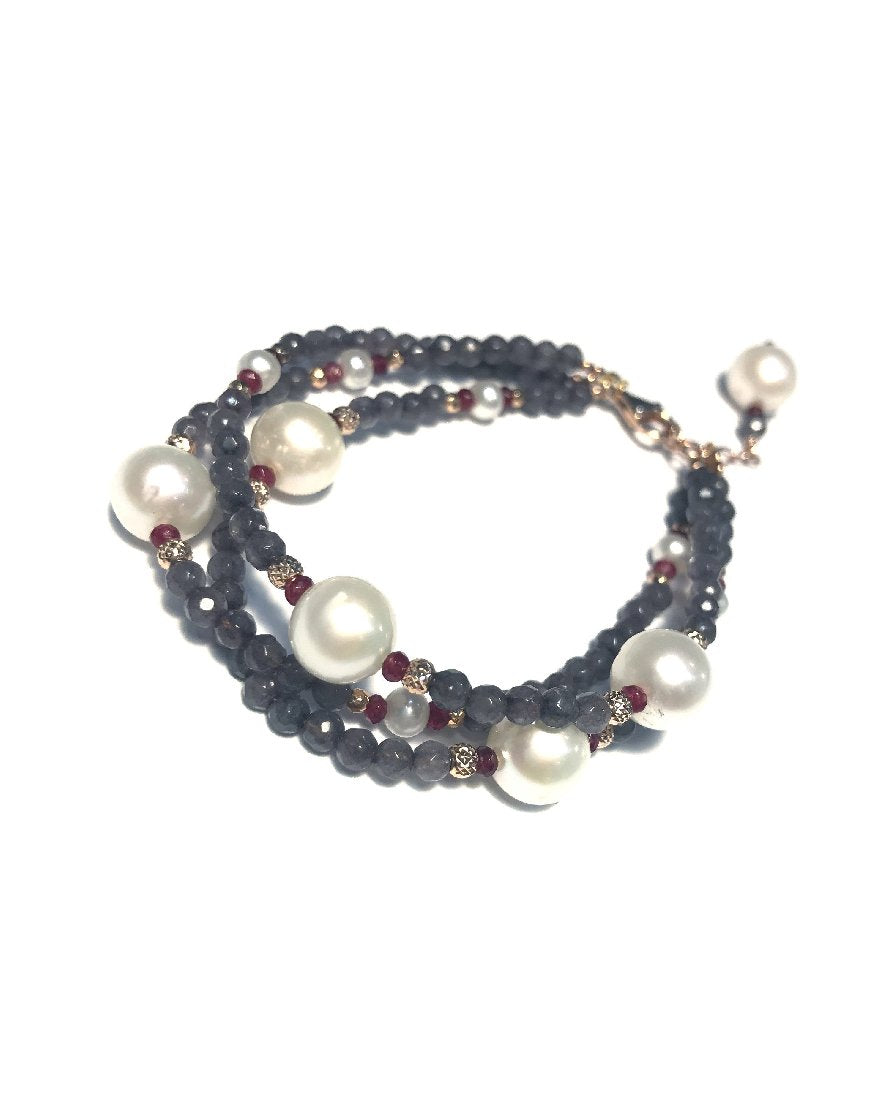 TRIPLE STRAND BRACELET WITH AGATE (30295)