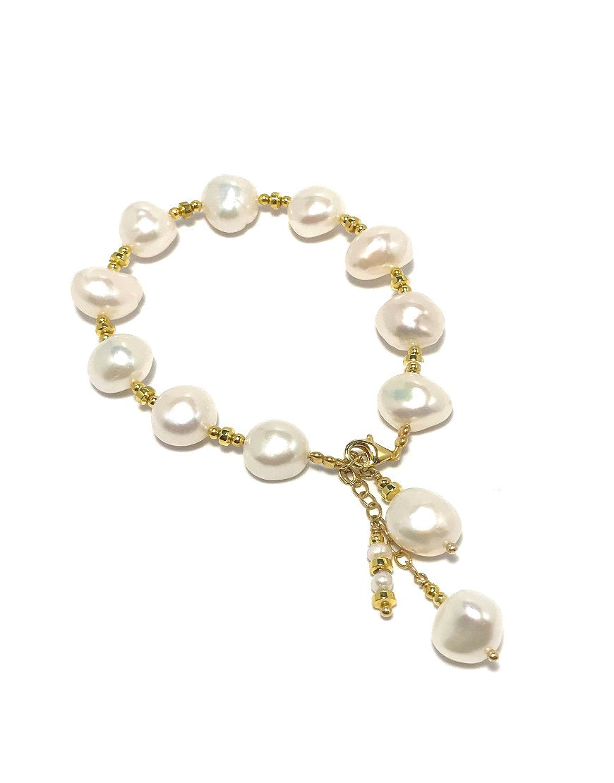 SILVER BRACELET WITH BAROQUE PEARLS (32171)