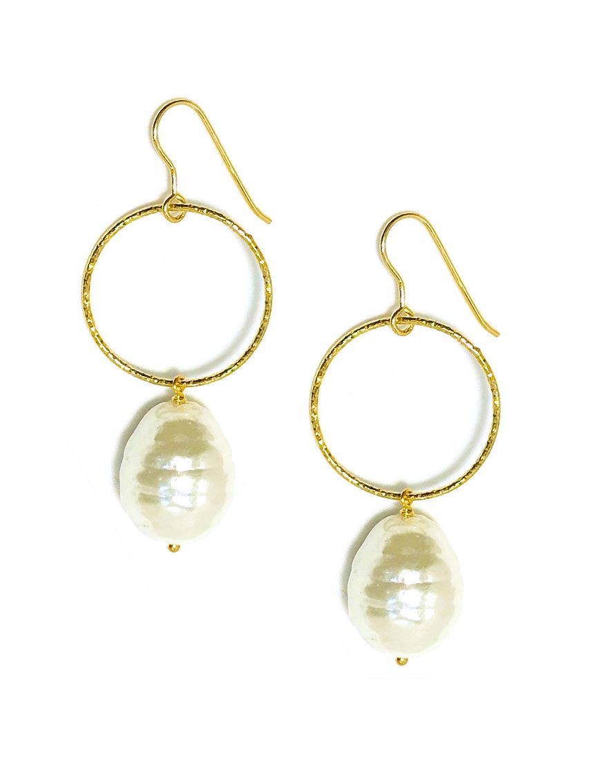 SILVER EARRINGS WITH SHELL PEARL (32818)