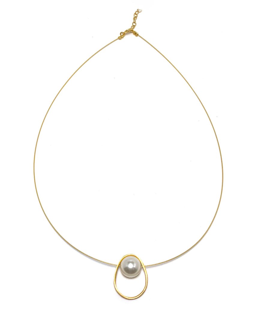 SILVER NECKLACE WITH SHELL PEARL (32911)