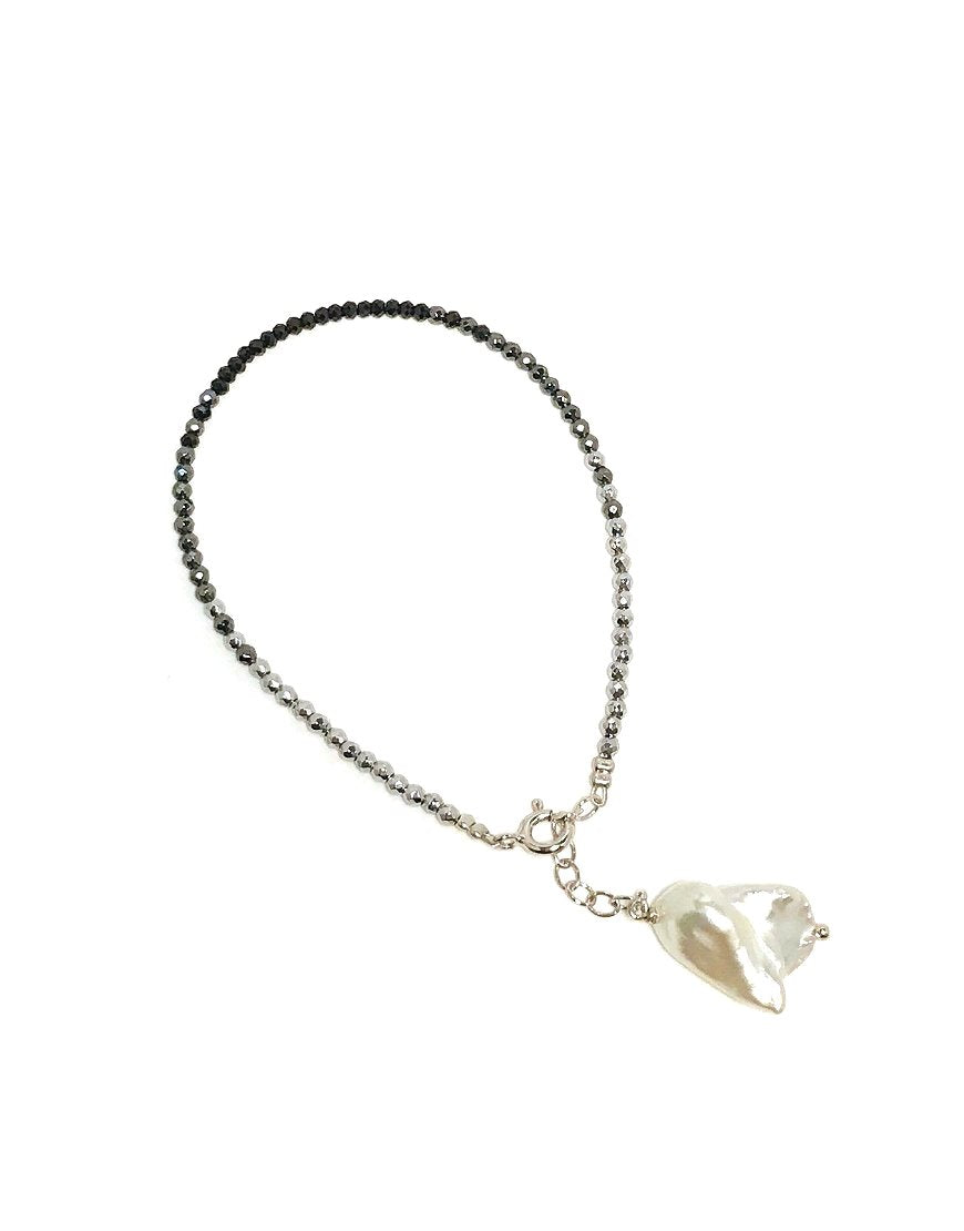 SILVER BRACELET WITH BAROQUE PEARL (32927)