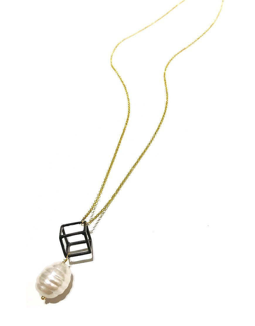 SILVER NECKLACE WITH SHELL PEARL (33027)