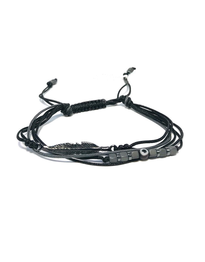 MEN'S SILVER BRACELET WITH FEATHER (33116)