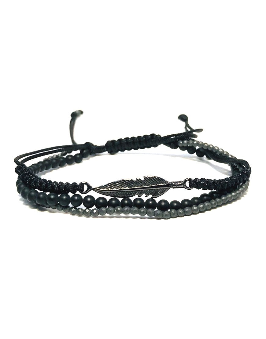 MEN'S SILVER BRACELET WITH FEATHER (33121)