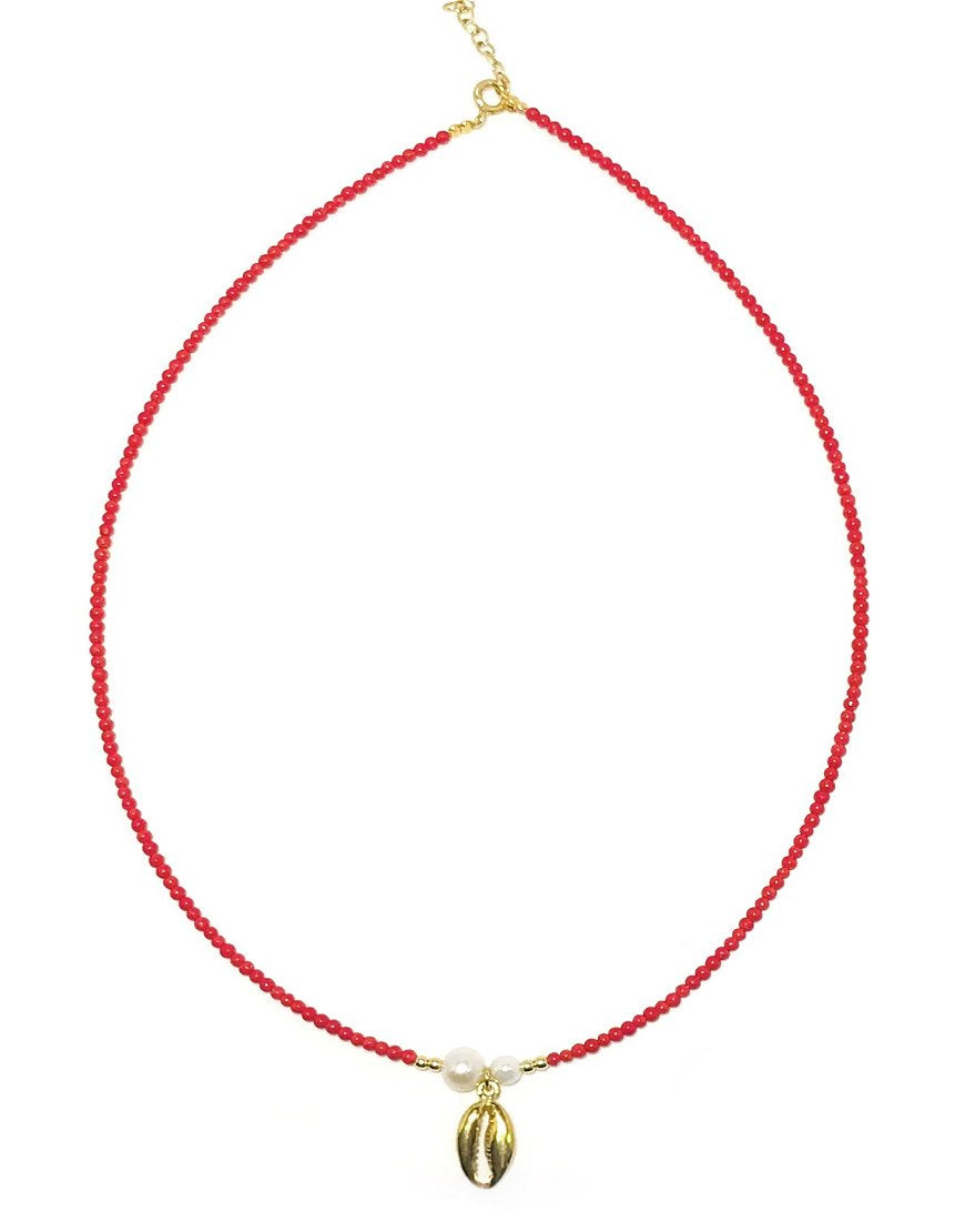 SILVER NECKLACE WITH CORALS (33335)