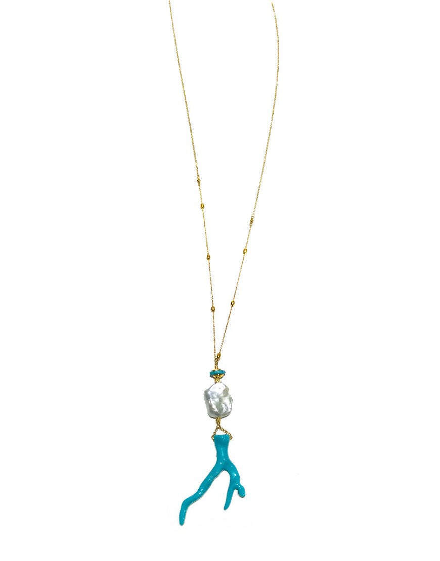 SILVER NECKLACE WITH TURQUOISE (33337)