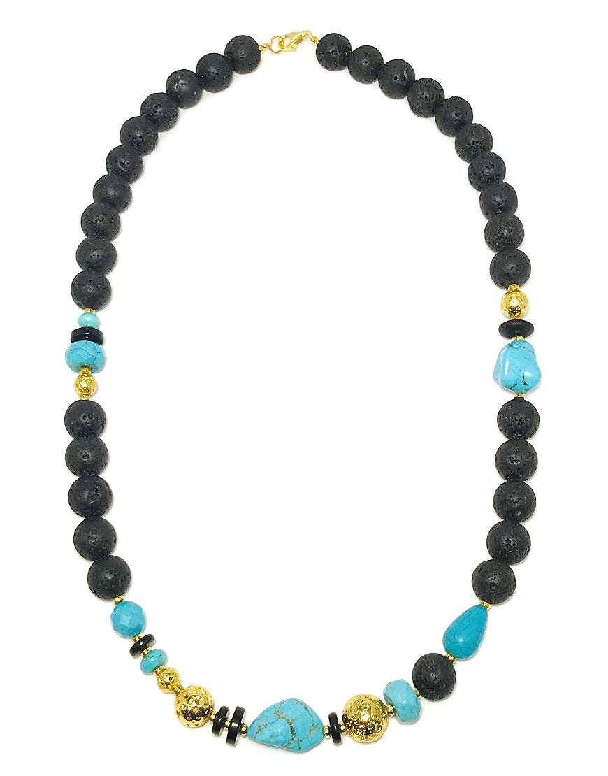 SILVER NECKLACE WITH TURQUOISE (33384)