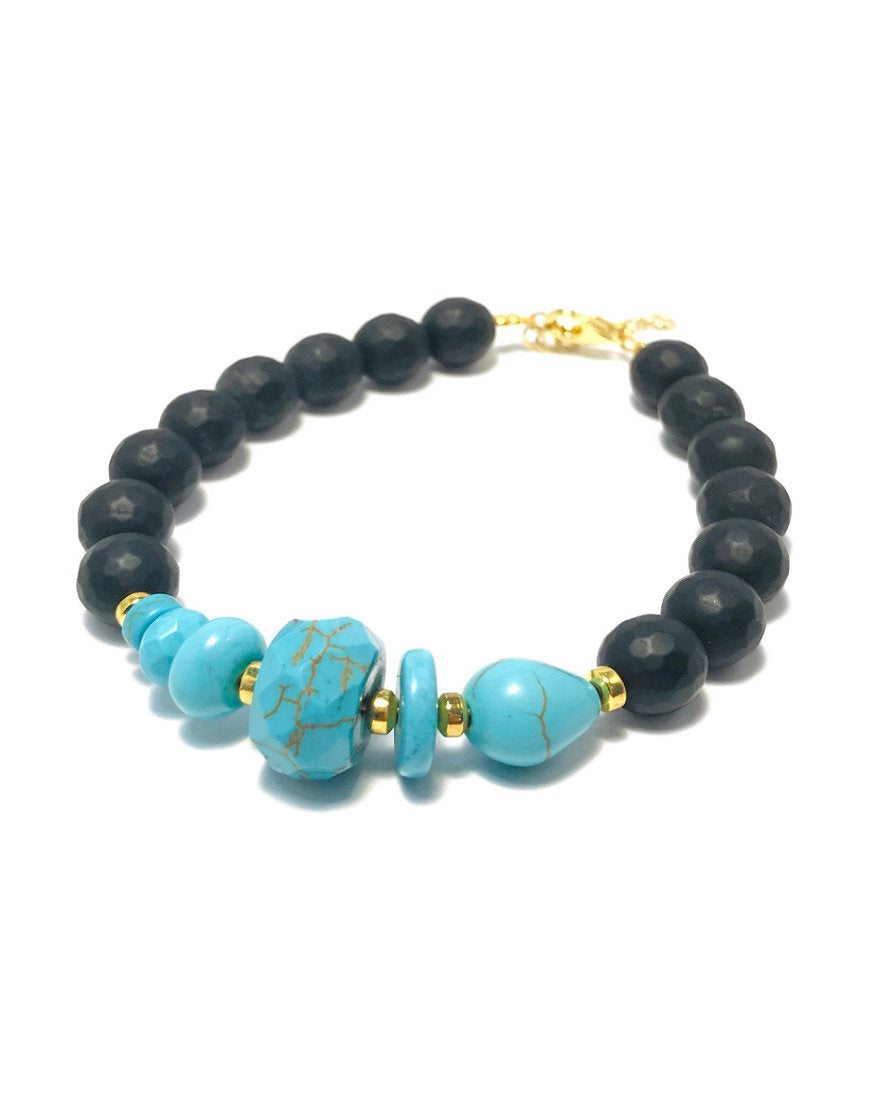 SILVER BRACELET WITH AGATE STONES (33468)