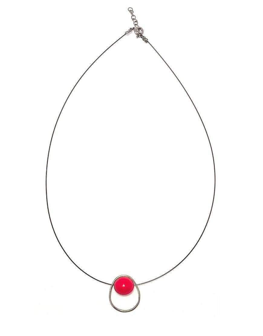 SILVER NECKLACE WITH CORAL (33530)