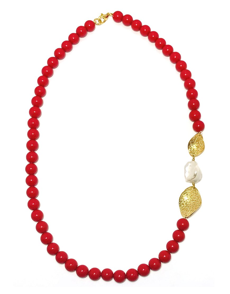 SILVER NECKLACE WITH CORAL (33531)