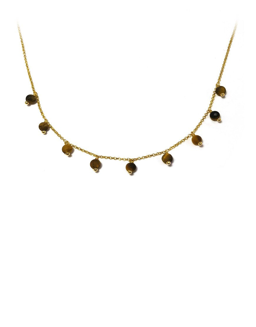 SILVER NECKLACE WITH TIGER'S EYE (33694)