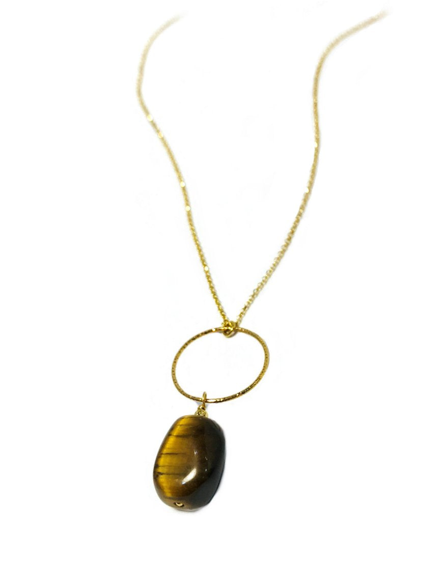SILVER NECKLACE WITH TIGER'S EYE (33697)