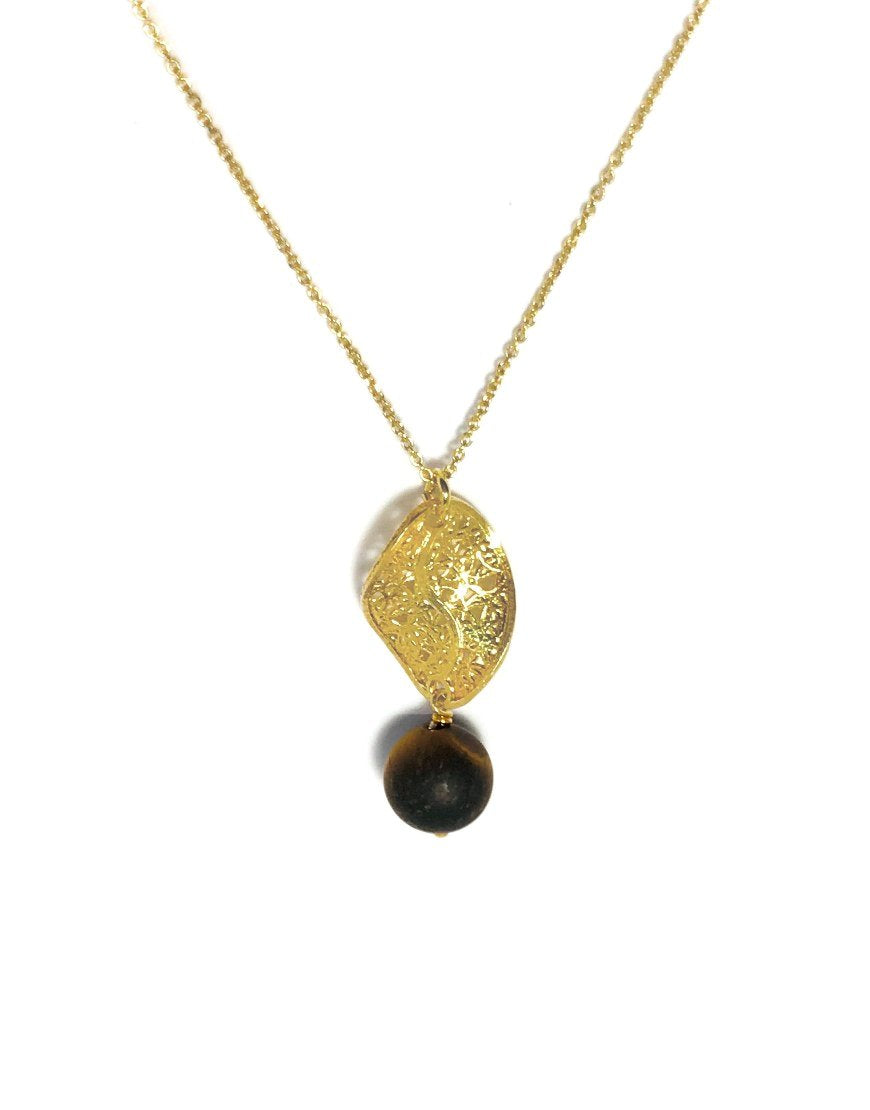 SILVER NECKLACE WITH TIGER'S EYE (33699)