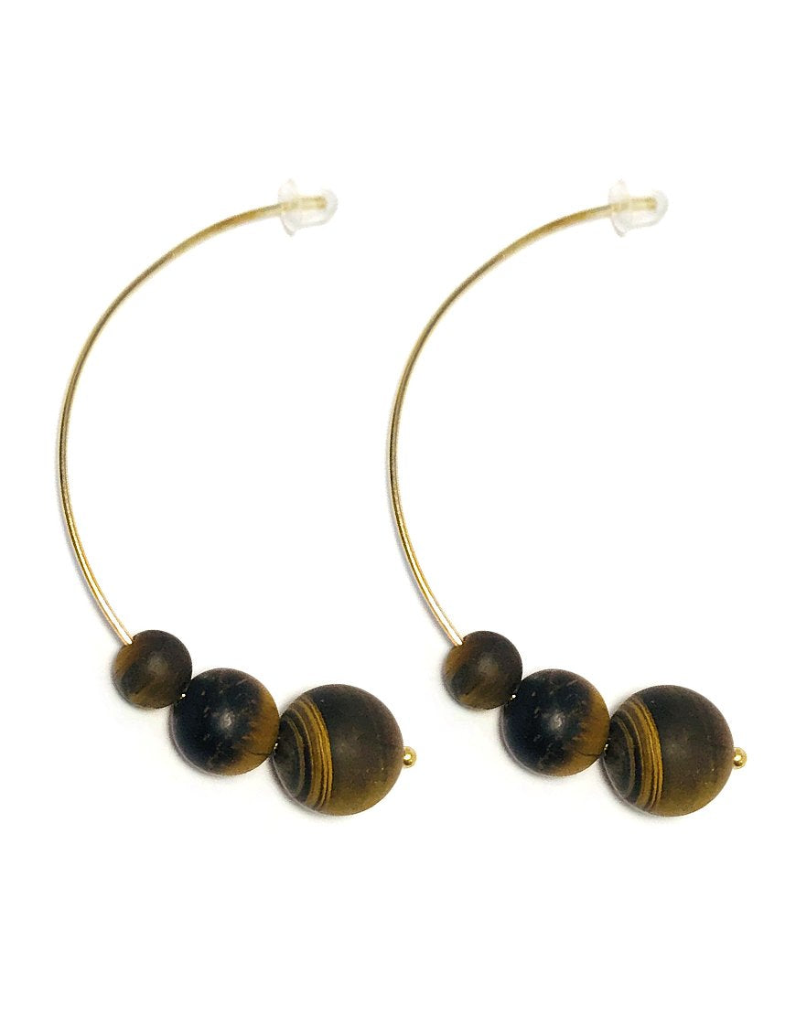 SILVER EARRINGS WITH TIGER'S EYE (33701)