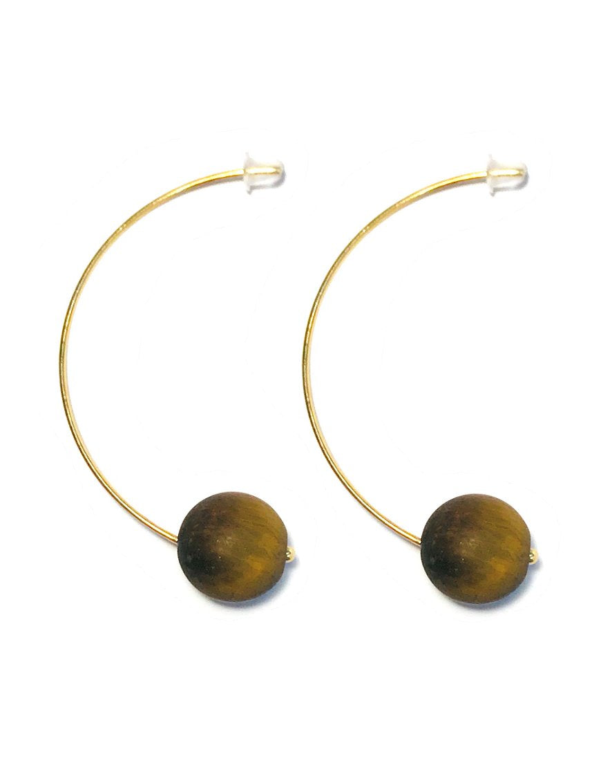SILVER EARRINGS WITH TIGER'S EYE (33702)