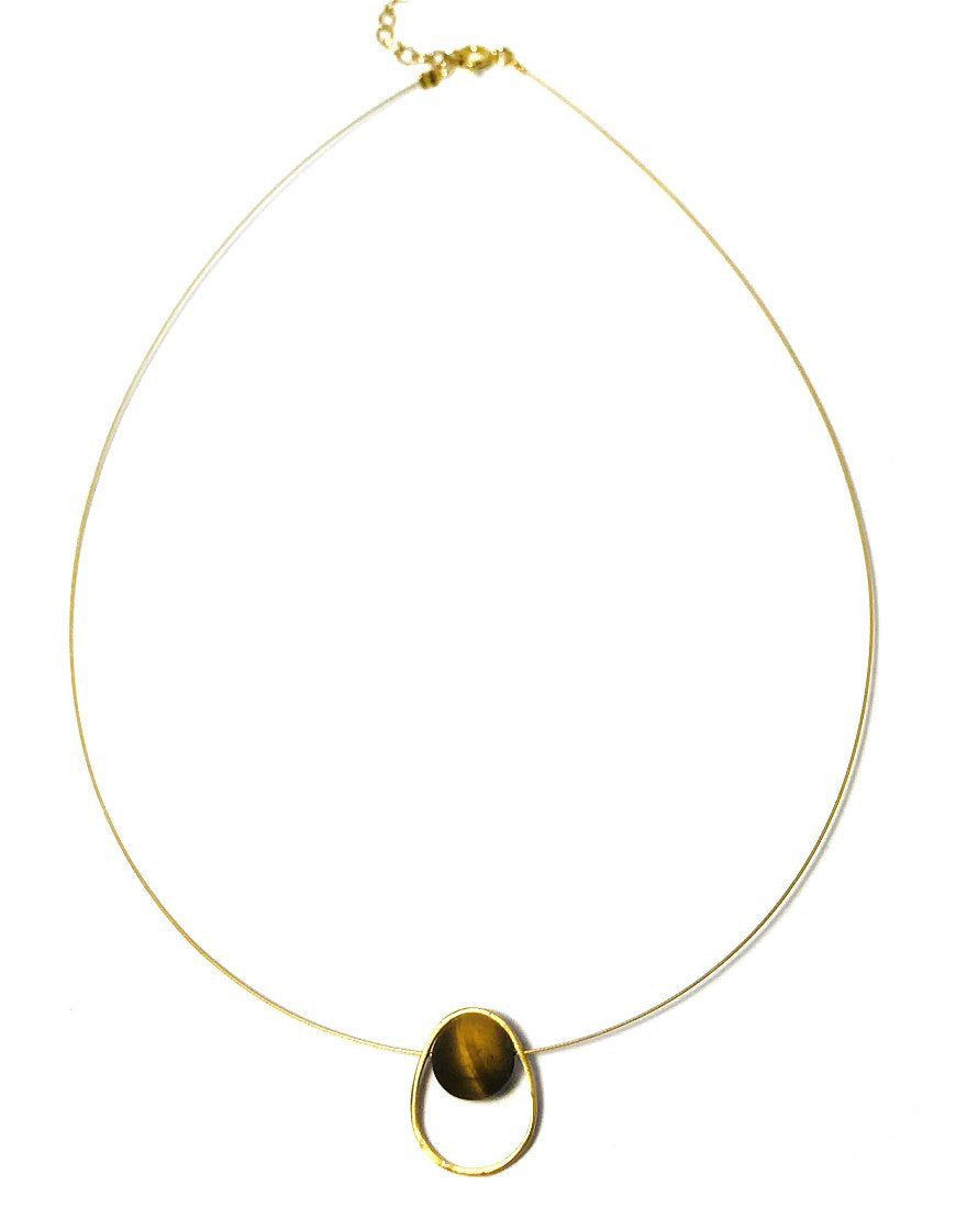 SILVER NECKLACE WITH TIGER'S EYE (33704)