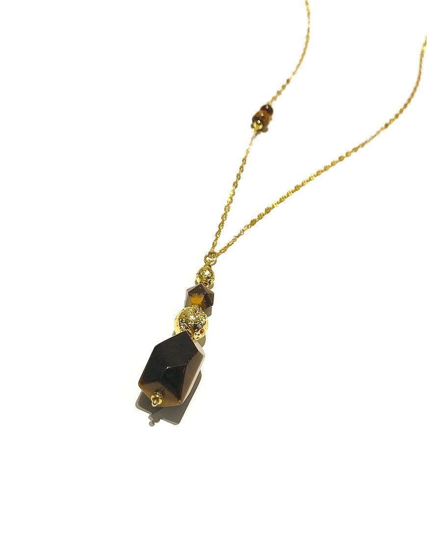 SILVER NECKLACE WITH TIGER'S EYE (33722)