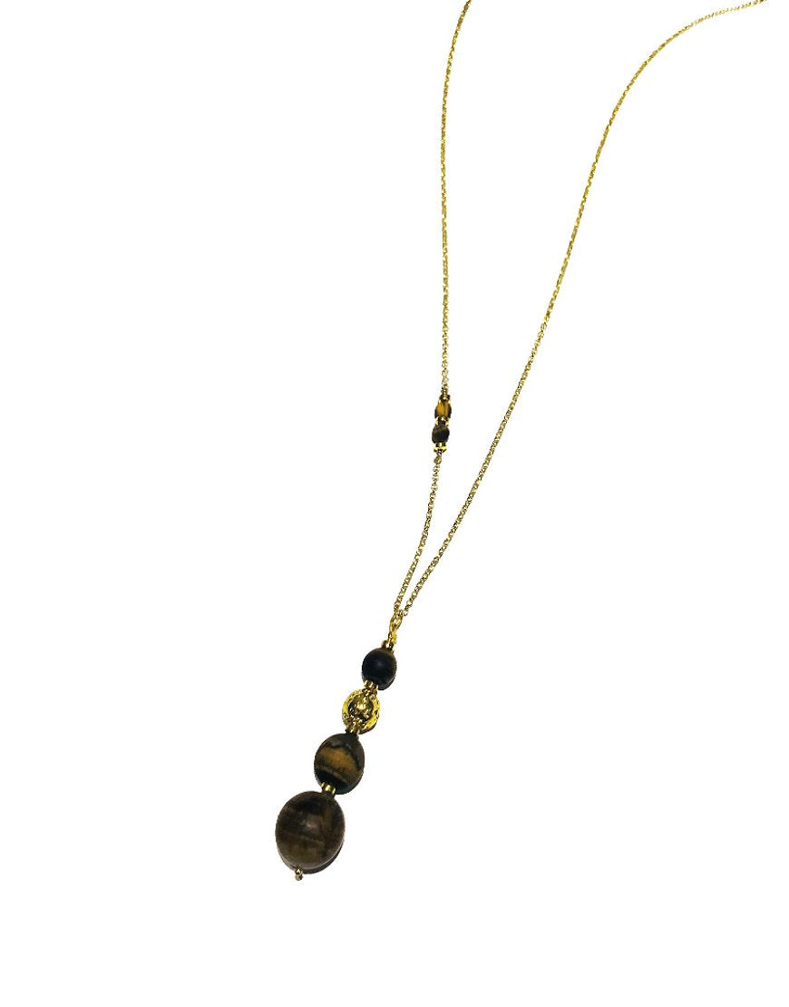 SILVER NECKLACE WITH TIGER'S EYE (33723)