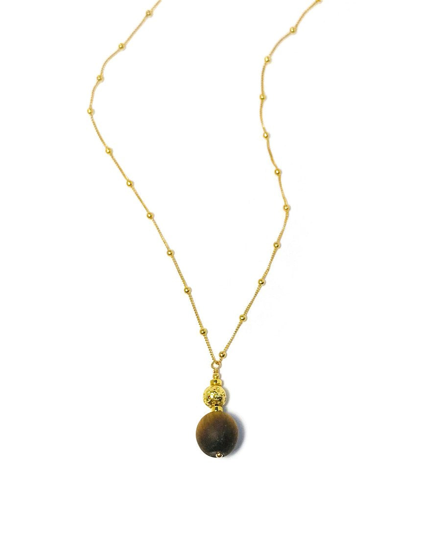 SILVER NECKLACE WITH TIGER'S EYE (33724)