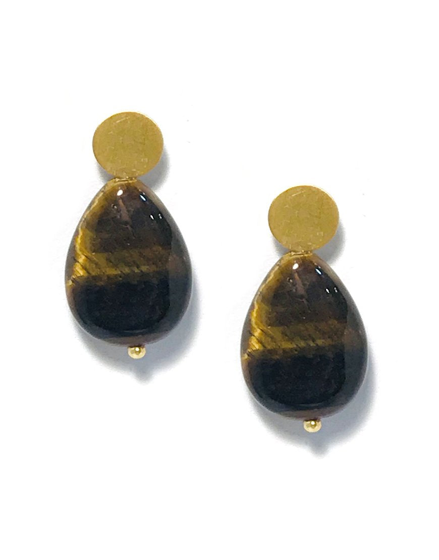 SILVER EARRINGS WITH TIGER'S EYE (33737)