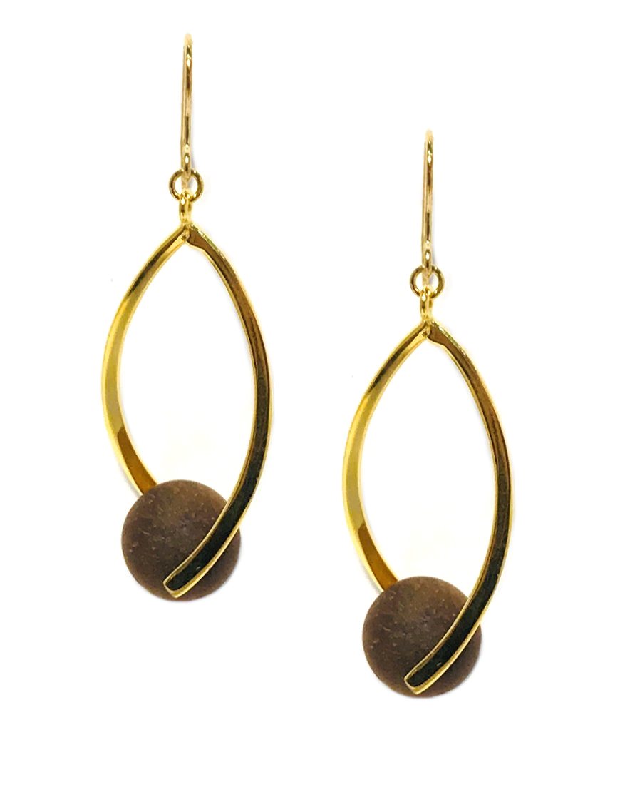 SILVER EARRINGS WITH TIGER'S EYE (33738)