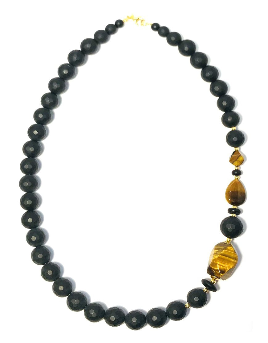 SILVER NECKLACE WITH TIGER'S EYE (33743)