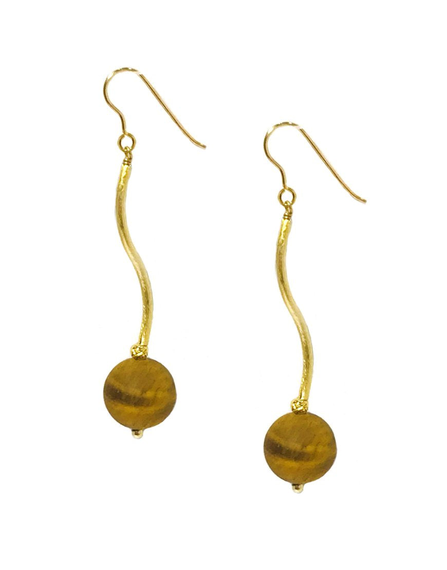 SILVER EARRINGS WITH TIGER'S EYE (33758)