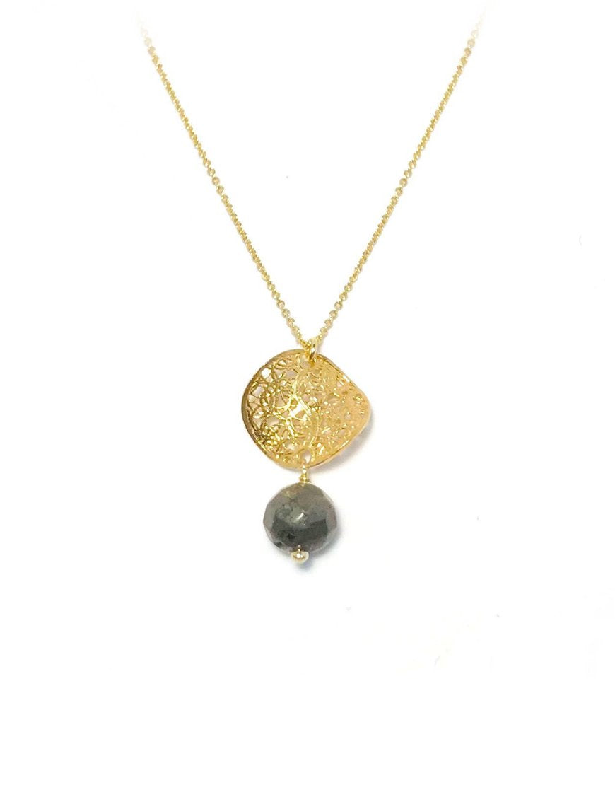 SILVER NECKLACE WITH PYRITE (33794)