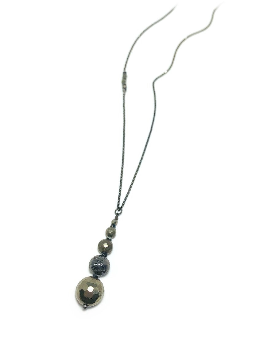 SILVER NECKLACE WITH PYRITE (33800)