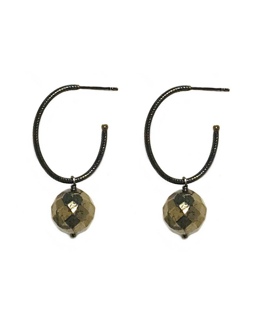 SILVER EARRINGS WITH PYRITE (33805)