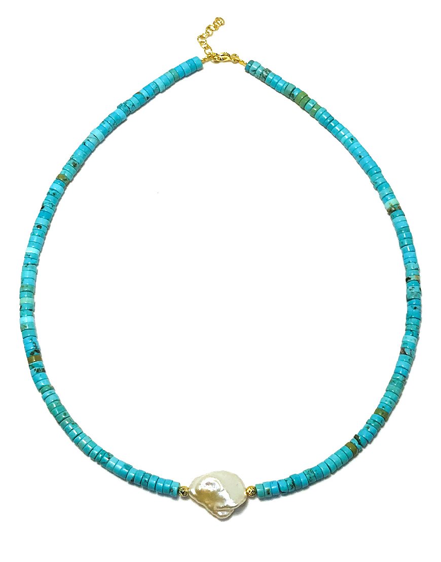 SILVER NECKLACE WITH TURQUOISE (33906)