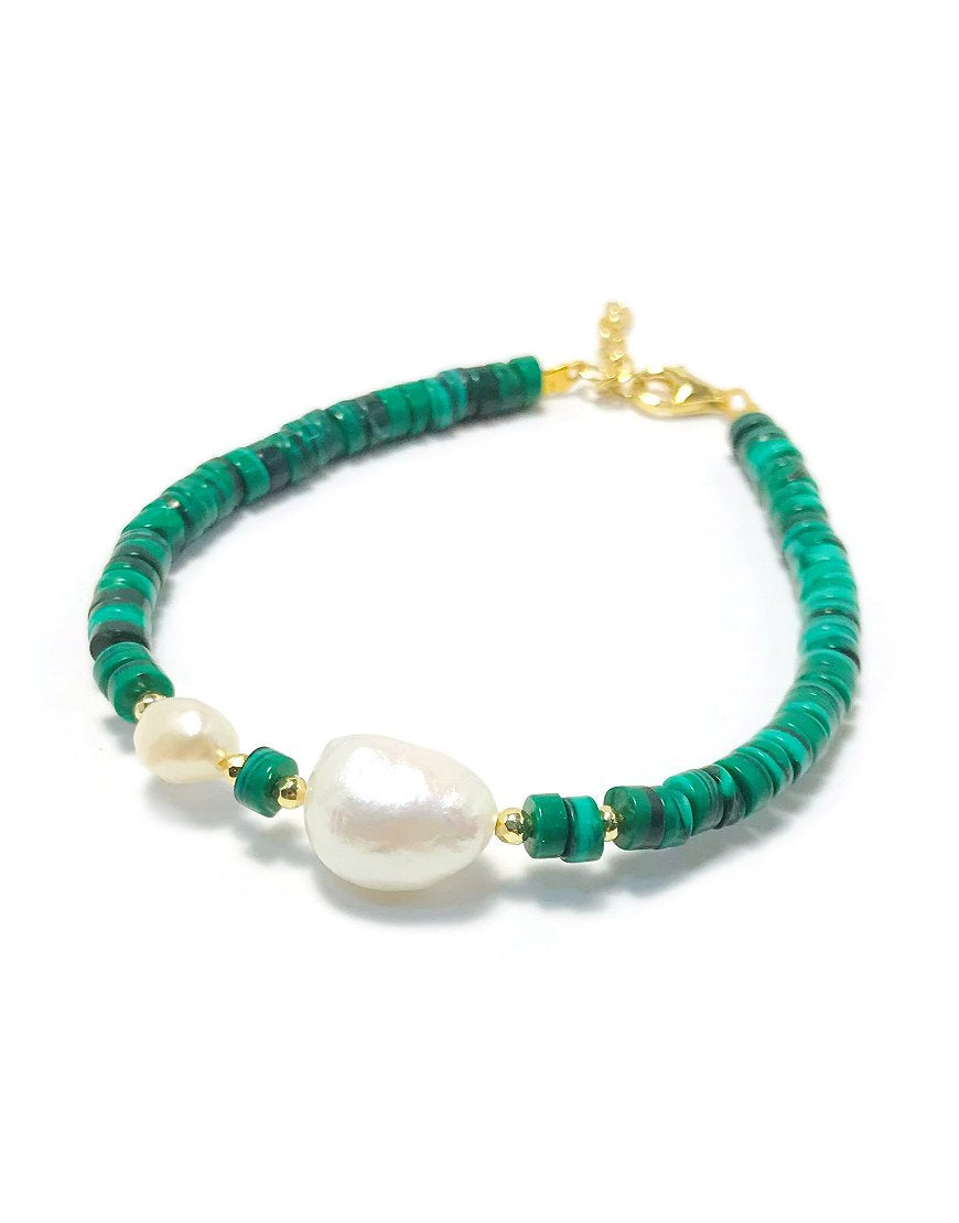 SILVER BRACELET WITH MALACHITE (33918)