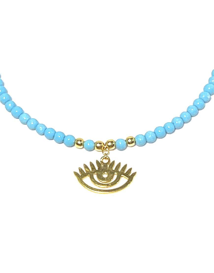 GOLD NECKLACE WITH TURQUOISE (33970)