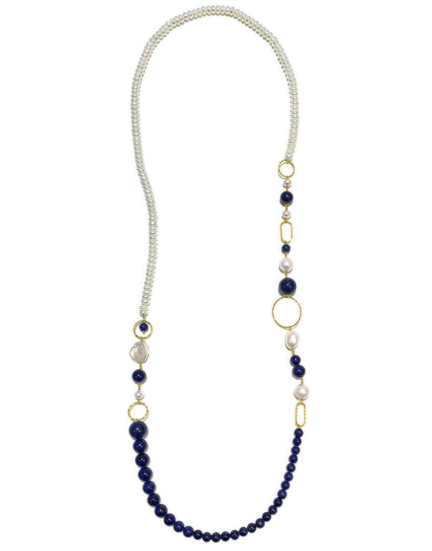 SILVER NECKLACE WITH LAPIS (34307)