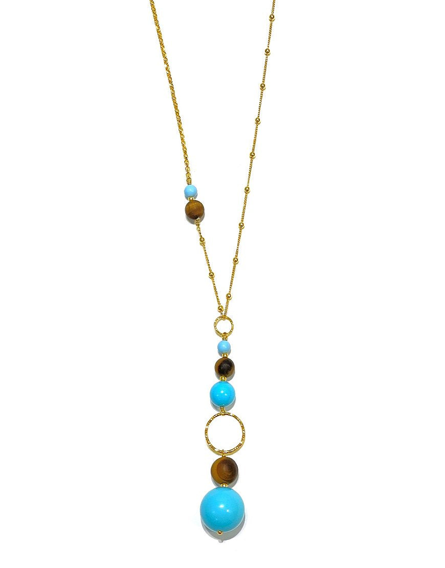 SILVER NECKLACE WITH TIGER EYE (34309)