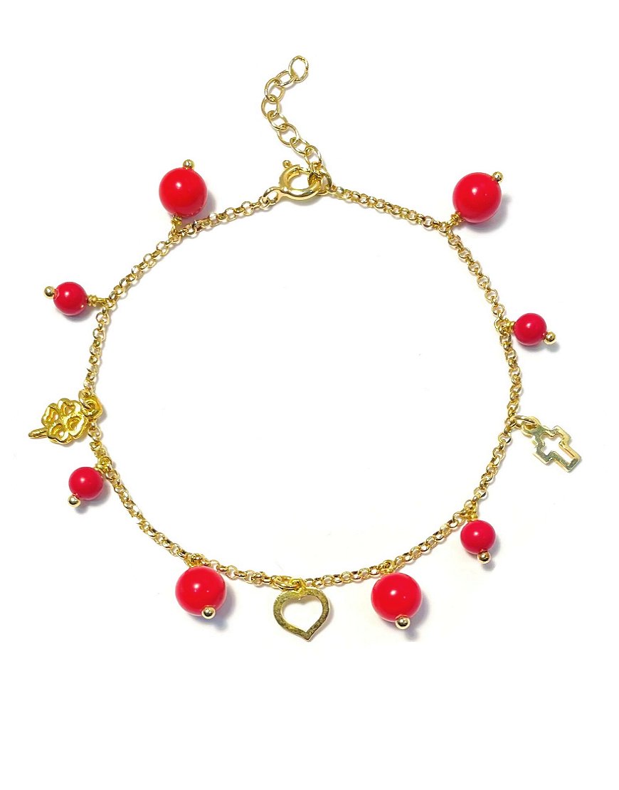 SILVER BRACELET WITH CORAL (34317)