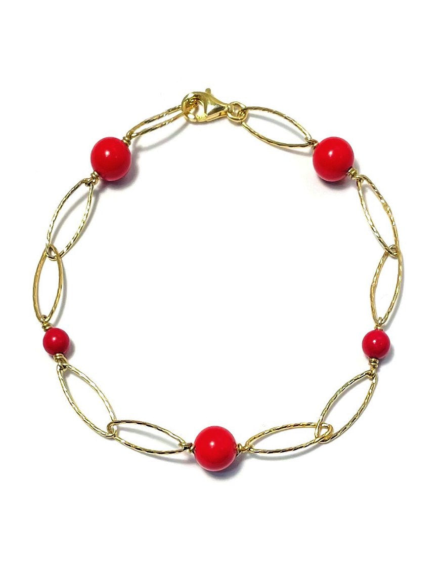 SILVER BRACELET WITH CORAL PASTE (34318)