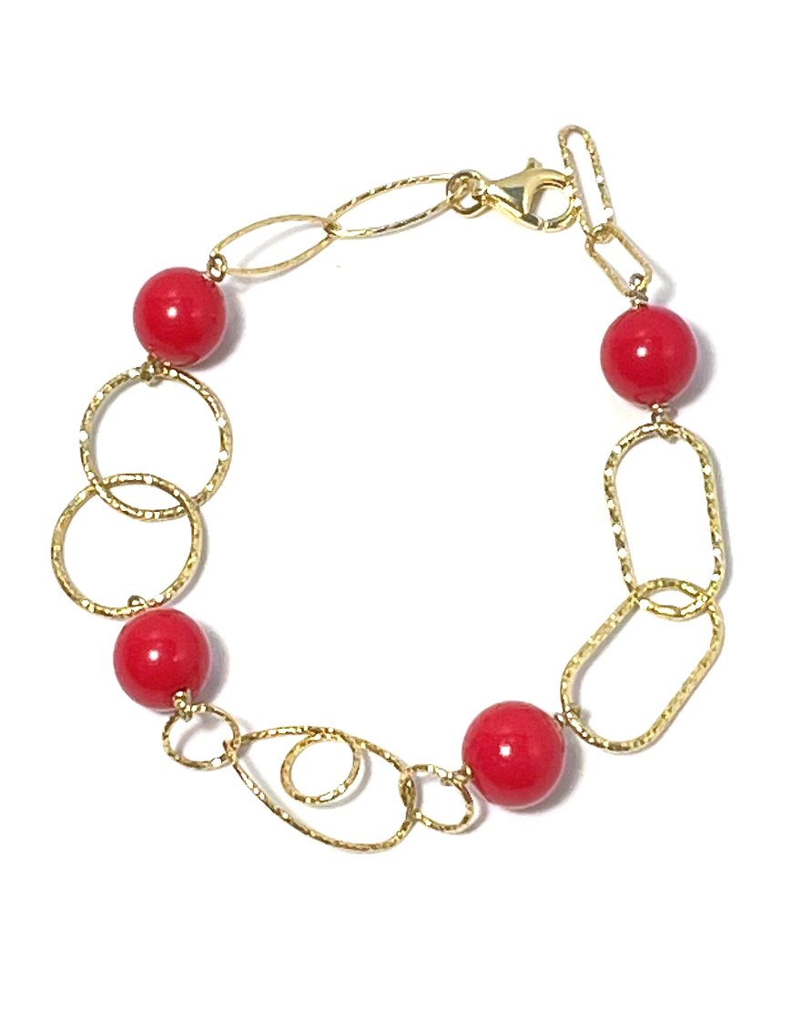 SILVER BRACELET WITH CORAL (34320)