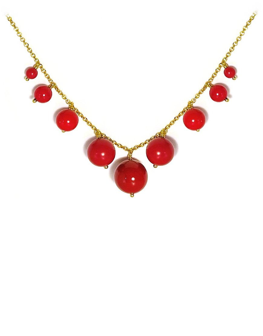 SILVER NECKLACE WITH CORAL (34323)