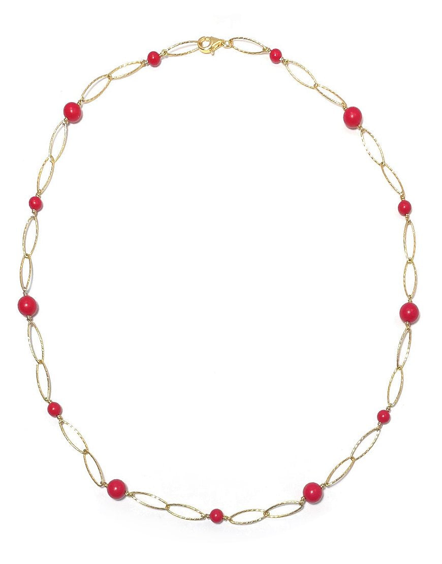 SILVER NECKLACE WITH CORAL (34376)