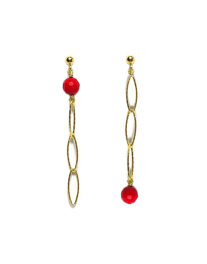 SILVER EARRINGS WITH CORAL PASTE (34394)