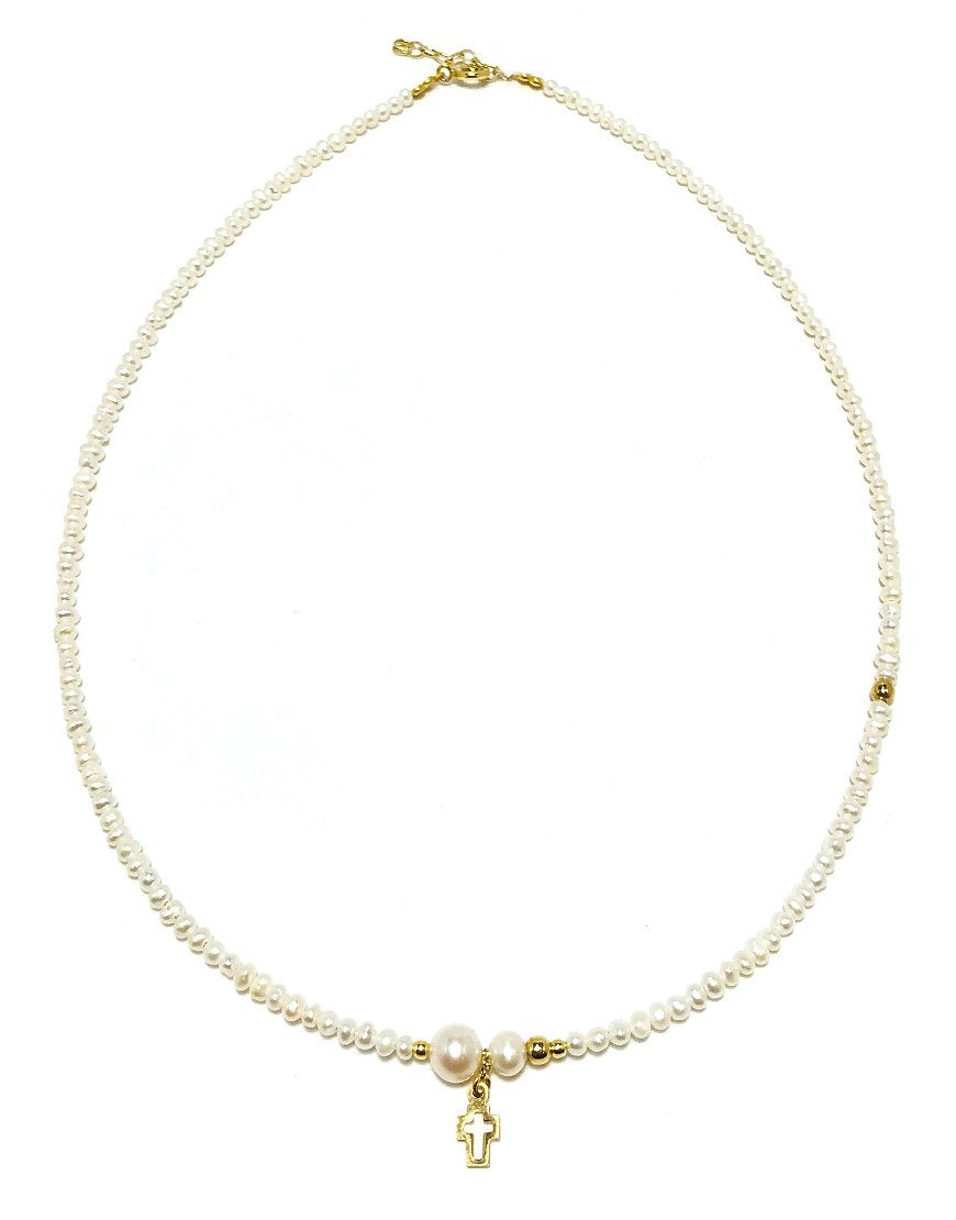 SILVER NECKLACE WITH PEARLS (25199)
