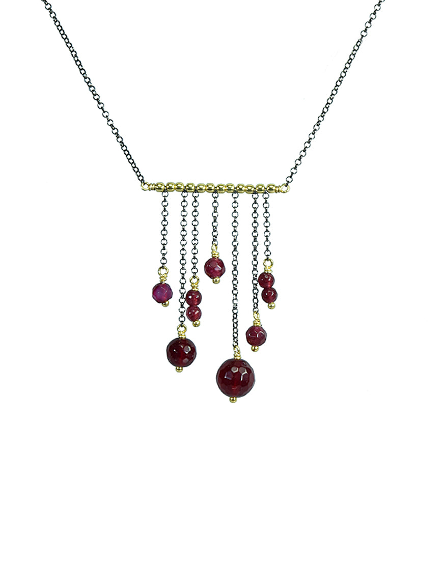 NECKLACE WITH BURGUNDY AGATES (29164)