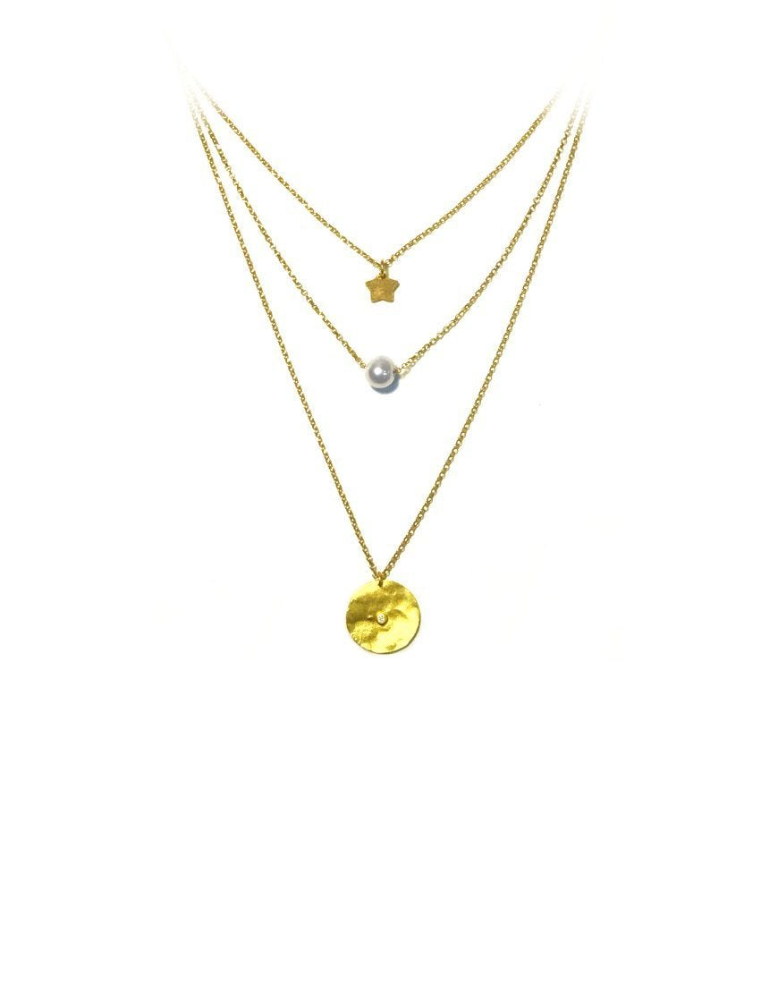 TRIPLE NECKLACE WITH PEARL (31596)