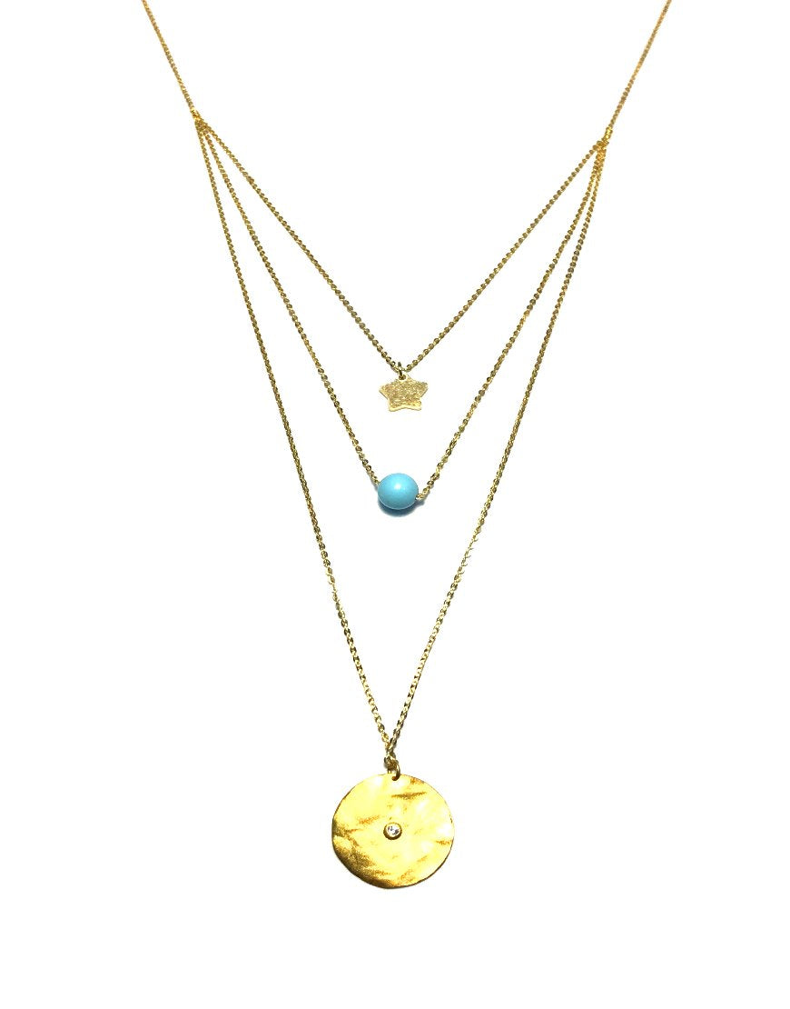 TURQUOISE TRIPLE NECKLACE (31979)