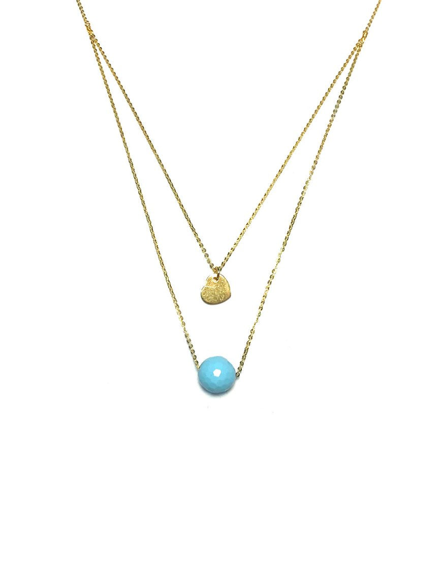 NECKLACE DOUBLE WITH TURQUOISE (31982)