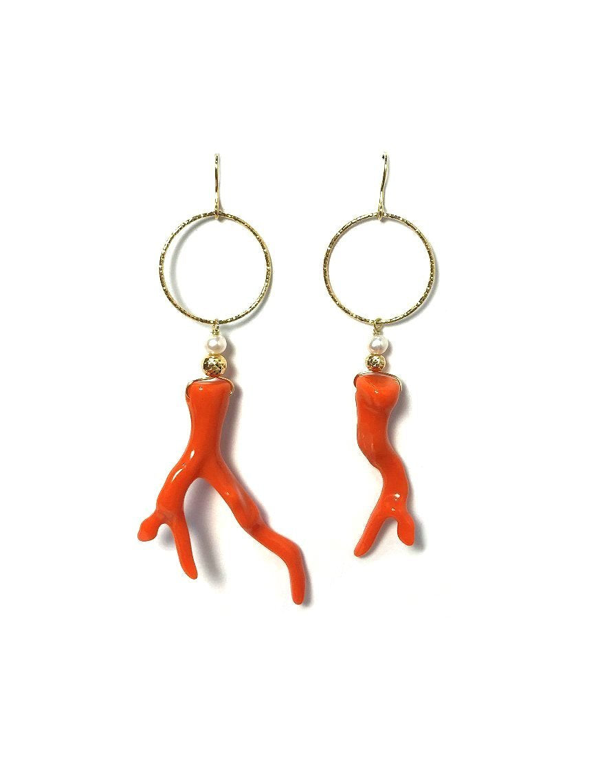 SILVER EARRINGS WITH CORAL (32143)