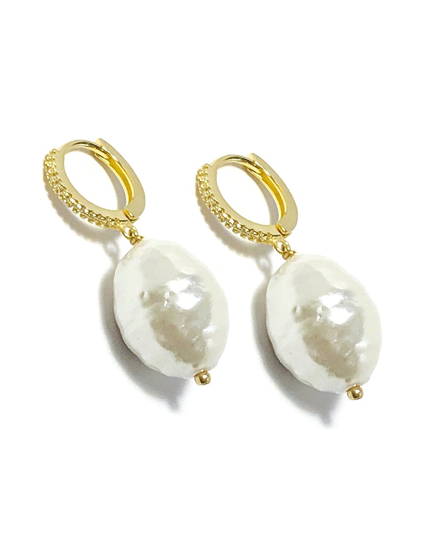 SILVER EARRINGS WITH SHELL PEARL (32812)