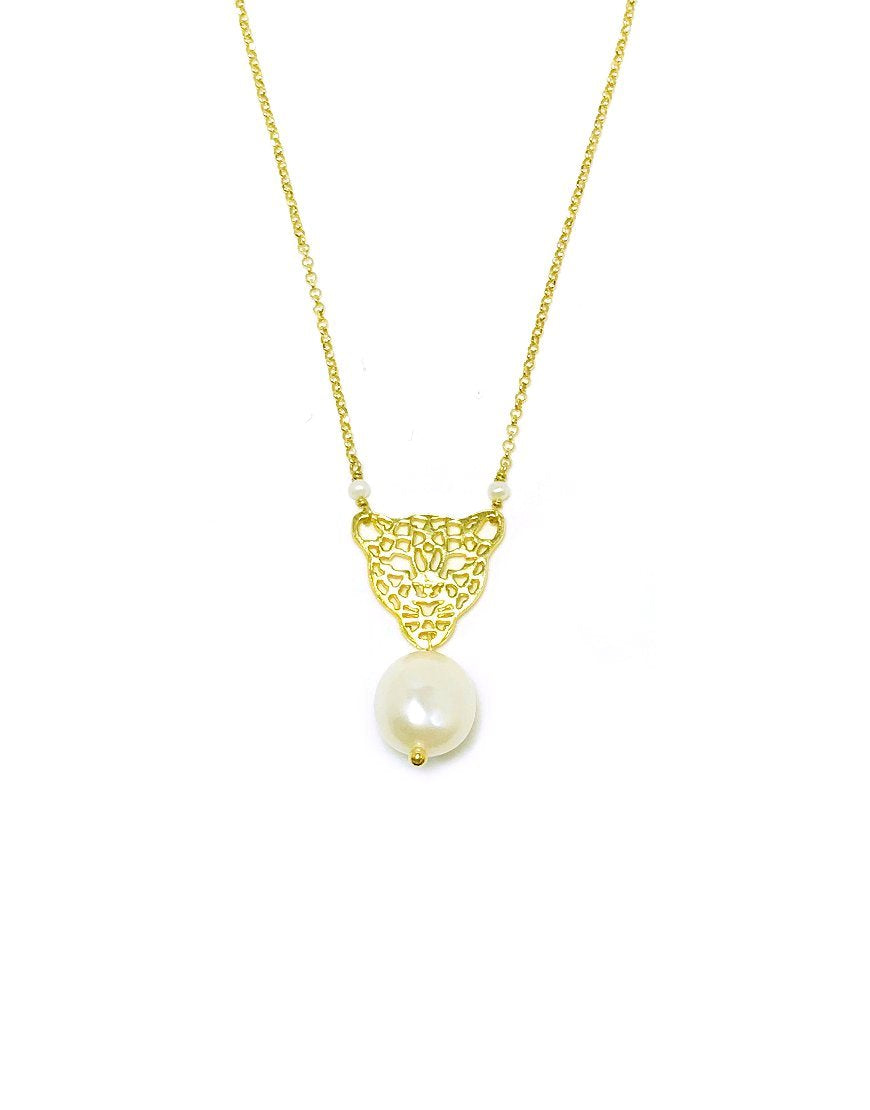 SILVER NECKLACE WITH BAROQUE PEARL (32840)